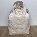 【訳あり品】マグポーチ/哺乳瓶ケース/✳︎巾着型（くま♡キルティング）/保冷バッグ/保冷ケース/出産祝い/男の子/女の子