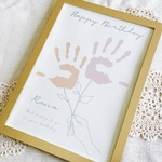 【名入れ可能♡お誕生日台紙】 手形・足形アート（Happy Birthday）2枚セット