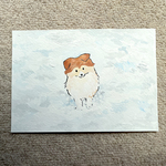 【送料無料】原画　雪の中のシェルティのこいぬ