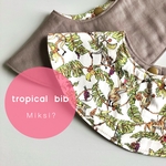 『tropical bib』𓃸 ♪ 4wayスタイ／リバティプリント［Tree Tops］✖️くすみブラウン／オーガニックコットン使用／男の子ベビーにおすすめ！