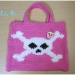 スカル † skull †  毛糸のトートバッグ【羊毛チャーム付き】ピンク✿送料無料
