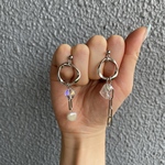 淡水パールオーロラシルバーチェーンピアス