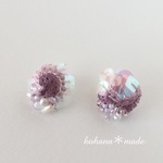 夢の種　刺繍ピアスorイヤリング　紫