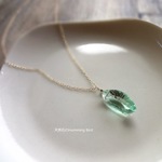 【OUTLET】天然石のネックレス■ライトグリーンのフローライト　コンケープカット■14KGF