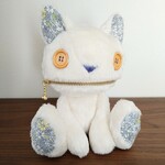 フラッフィージップ　ねこ　(耳足花柄No.2)