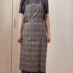 エプロン【グレンチェック　B】ワンピ風エプロン　エプロンワンピ