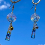 本物みたいに鈴が鳴る♪レインボー風鈴ピアス/風鈴イヤリング