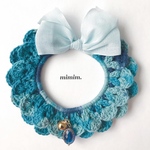 Antique flower＊* navy blue ダブルフリルレース首輪  [w-055]
