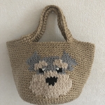 麻紐バッグ　ハンドメイド　シュナウザー