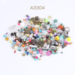 A3304  300g  ビーズ＆チャーム MIX ミックスカラー 3×100g(約90ヶ)