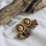 natural×wood flower ribbon ピアス　イヤリング
