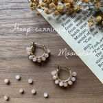 ピーチムーンストーン　フープピアス　k16gp