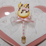 【4】うさぎのステッキ風ロリポップクッキー／バッグチャームｏｒネックレス
