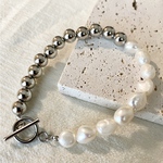 淡水パールbracelet silver／サージカルステンレス 大ぶり ブレスレット