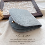 人気デザイン グレイッシュブルー トゴレザー 二つ折り財布 極薄 本革 ソフトレザー スリムウォレット