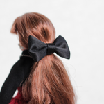 ヘアゴム付き黒サテンリボン【ドール用】