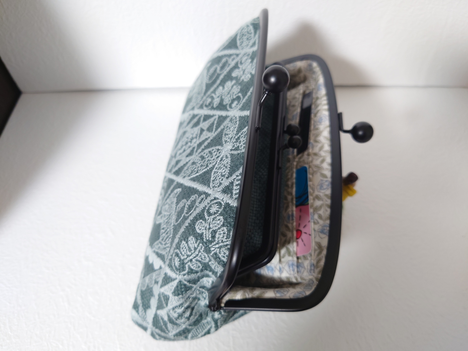 【受注品】ミナペルホネン/シンフォニー　カーキ/がま口長財布本革 グリーン】シンフォニー長財布 ミナペルホネン 親子がま口