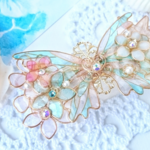 人魚姫の花園とステンドグラスの蝶バレッタ（hair ornaments Stained glass butterfly and Princess mermaid ）