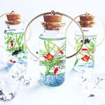 金魚のガラスコルク瓶    バッグチャーム   キーホルダー 