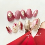 ローズレッドネイル×ニュアンスネイル♡