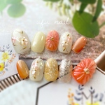 もぎたて♡ぷっくりグレープフルーツ×シェルフラワーネイル♡