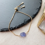 18kgp＊タンザナイトブレスレット/ サイズフリー　天然石　パープル　ラベンダー　紫陽花　氷　華奢　細め　ゴールド　