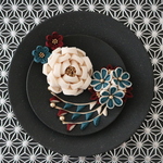 青碧＊クラシックカラー＊カメリア簪セット ★ つまみ細工　髪飾り　かんざし　成人式　卒業式　結婚式　浴衣　振袖　七五三　和装　