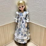 リカちゃん　肩フリルロングドレス　青