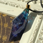 【再販】オーロラ魔法使いのネックレス。宝石 アイリスのような蓄光ペンデュラムのネックレス★琉球ガラス封入したレジン鉱物★