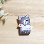 ネコの刺繍ブローチ  〜best friend 2〜