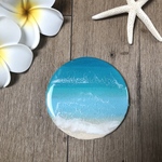 海のアートプレート　海と白波のコースター   #1