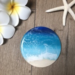 海のアートプレート　海と白波のコースター　#6