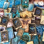 (再販×9)ヴィクトリアンスチームパンクのジャーナルペーパーセット(blue×brown)＊コラージュ素材＊ジャンクジャーナル