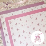A4両面デザインペーパー＊bear heart pink&purpleセット17枚入り