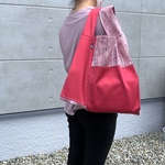 エコバッグ　L   マジョリカ柄　赤