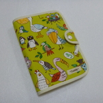 ９３６．鳥、鳥、鳥がいっぱい柄お薬手帳&診察券ケース　きみどり　通帳ケース　再販２