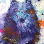 Water color Wolf -Winter magic- Post card