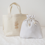 【ちょこちゃん専用】くま巾着ポーチ付きミニトートバッグ（ベージュ）