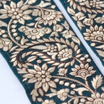 インド刺繍リボンᢂペイズリーシルクリボン【ピーコックブルー】　刺繍リボン 刺繍リボン トリム ブレード ジャガードリボン チロリアンテープ レース チュールレース