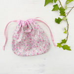 リバティ　アシュテッド　巾着　Sサイズ　ピンク