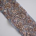 【1m】シルク刺繍リボン　【ライトブルー】