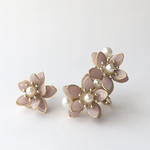 大人ピンク♡ダスティーカラー＊花・イヤーカフ&ピアス（イヤリング）セット