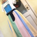 【新年度お～えんSALE】彩りパッチなギャザースカート★パステル