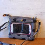 【再販5】透明ポケットに入れたままスマホが操作できるスマホポシェット/ネイビーｘオレンジ