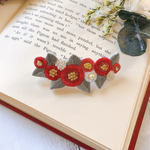 丸花椿のビーズ刺繍ミニバレッタ