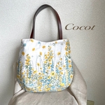 natural flower  ブルー丸いラインのトートバッグ