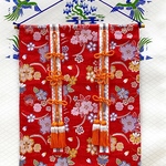 几帳○壁飾り○タペストリー○桜柄○赤色○几帳-1