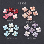A3308-4  18個  高品質アセテートパーツ シェル調アセテートパーツ フラワー 4弁花 穴あり 16×16mm 3×（6ヶ）