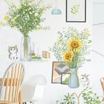 ウォールステッカー S480 菊　向日葵　猫　幸運　癒す　DIY 壁シール　インテリアシート　剥がせるシール 送料無料 