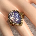 1950S チェリーブランド  Amethyst ファイアオパール vintage glass ring（フリーサイズ）